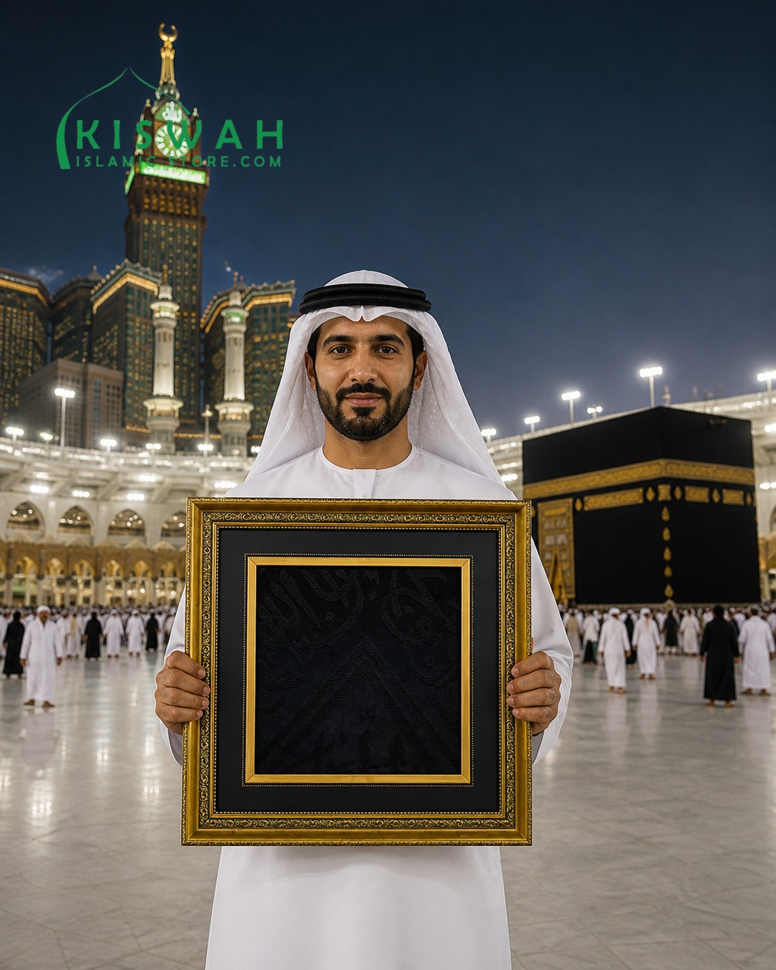 Kiswa Kaaba Wall Hanging Decor | Modern Islamic Wall Art | Unique Islamic Home Decoration | Islamic Gifts for Home Decor | 50x50 cm