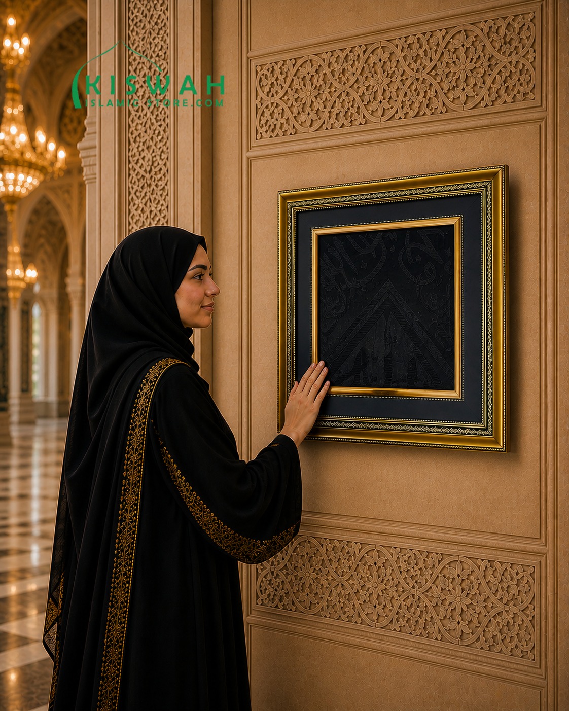 Kiswa Kaaba Wall Hanging Decor | Modern Islamic Wall Art | Unique Islamic Home Decoration | Islamic Gifts for Home Decor | 50x50 cm - Image 4