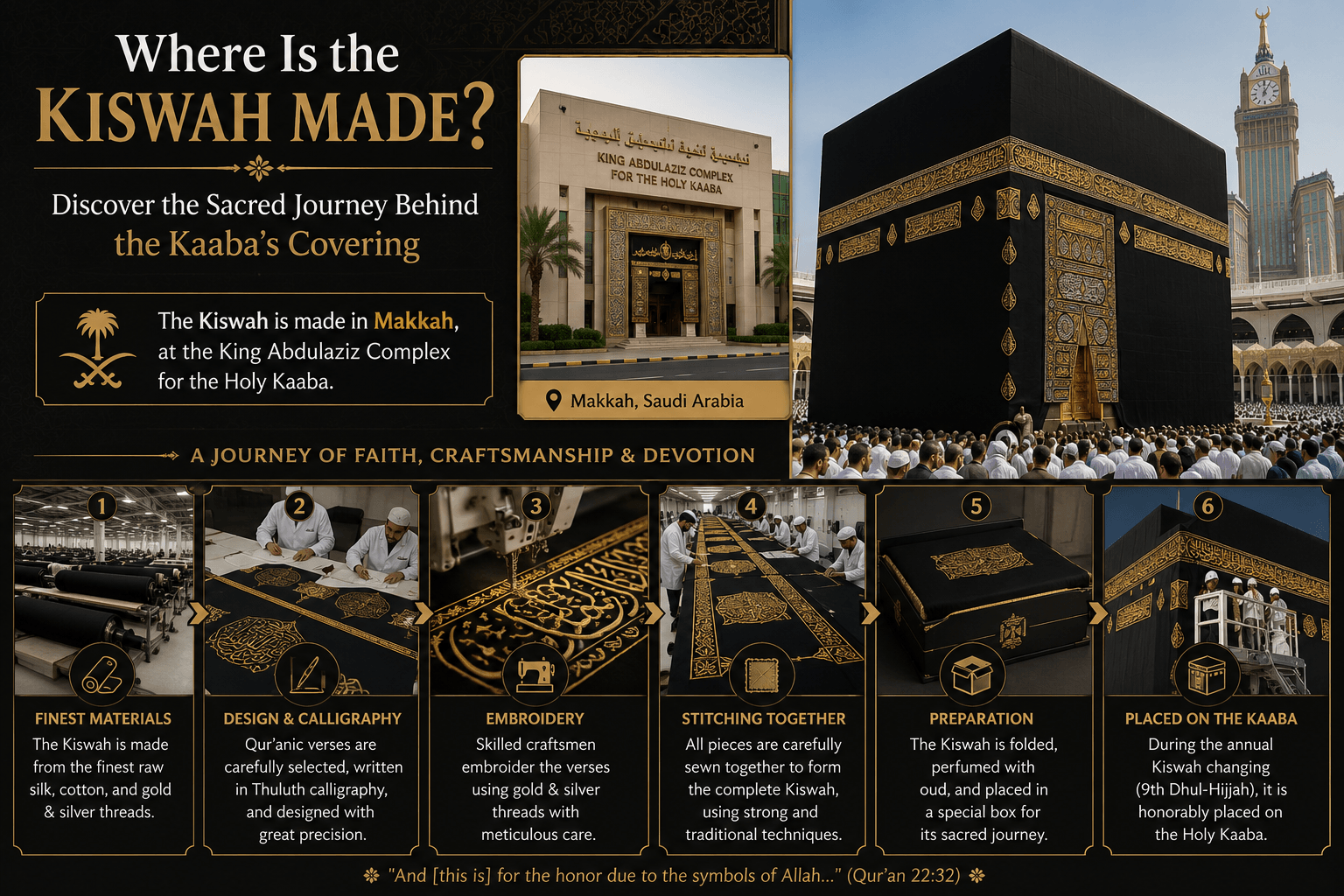 Kiswah of the Holy Kaaba being crafted in Makkah, Saudi Arabia