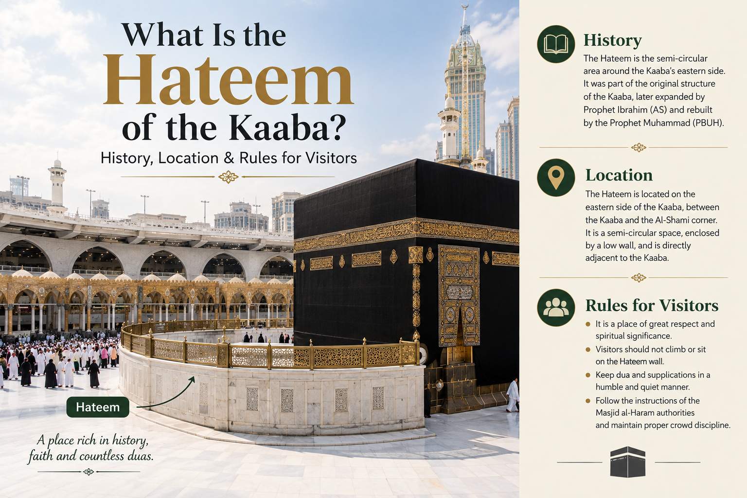 Hateem of the Kaaba semicircular enclosure in Masjid al-Haram, Makkah