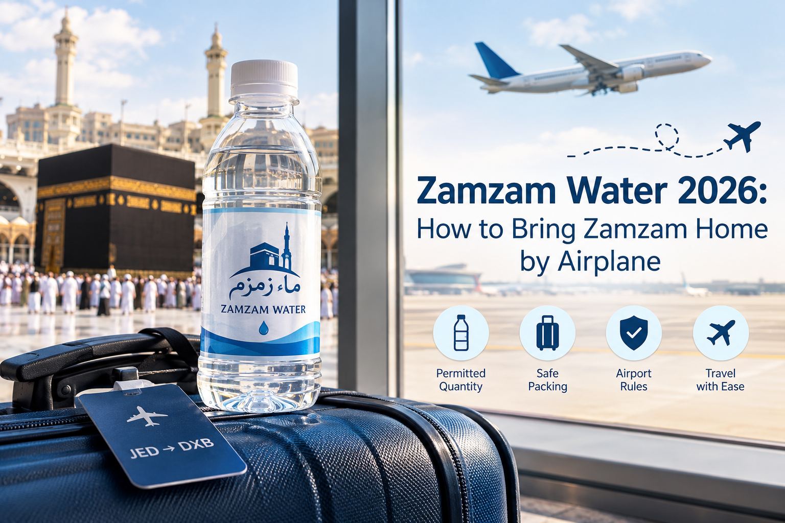 Zamzam water five-litre container for airplane travel in 2026